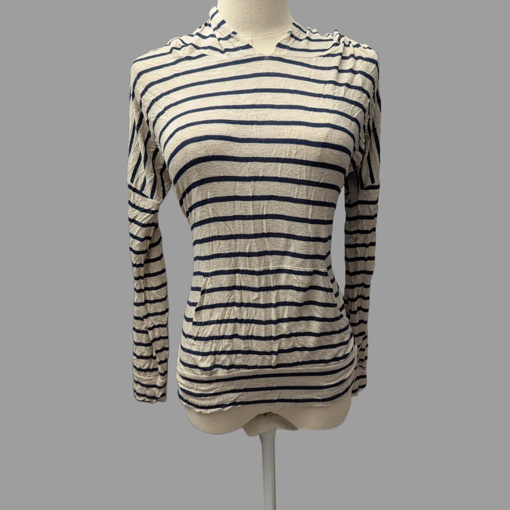 Pink Rose Navy and Cream Striped Hoodie